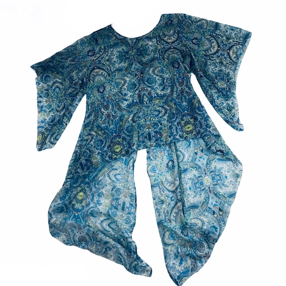 Ivy Jane | Hi-Lo Paisley Sheer Top | Sz M - Picture 3 of 7